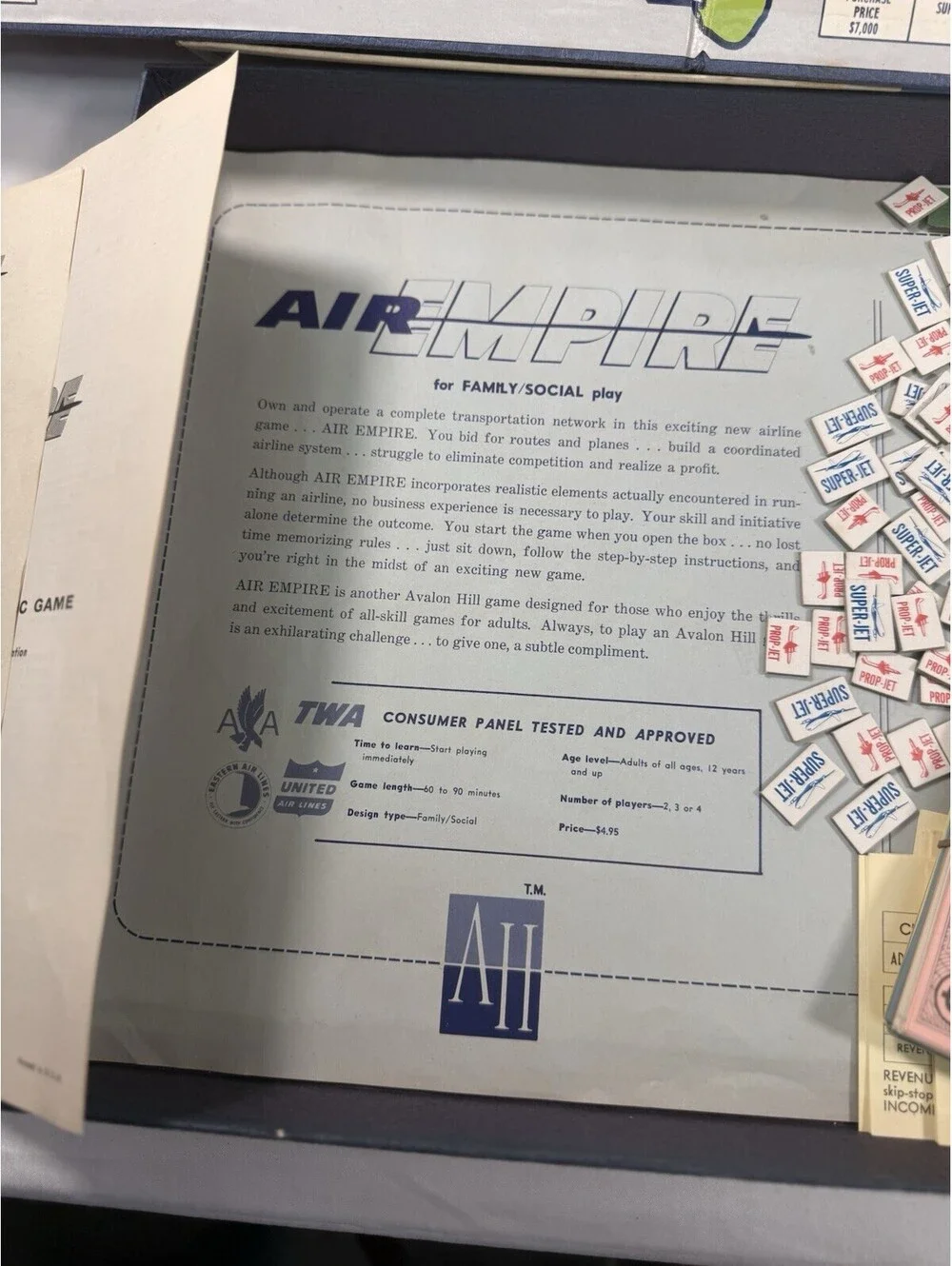 Vintage 1961 Avalon Hill Air Empire Airline Building Board Game Complete